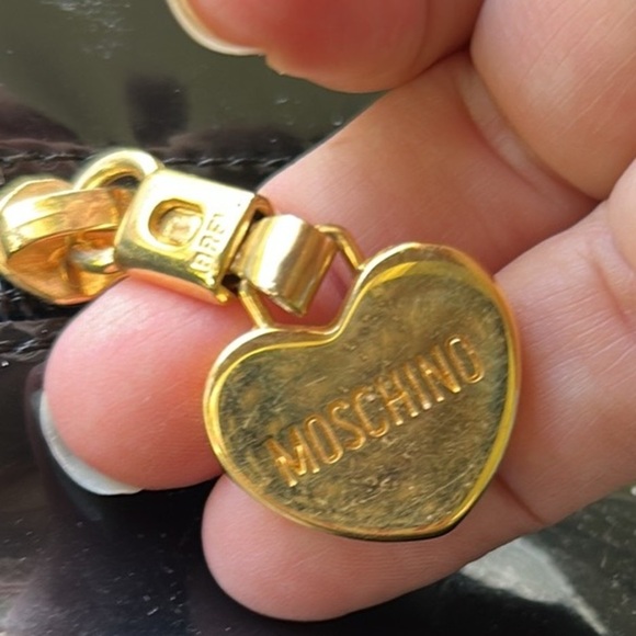 Moschino Vintage 90s Redwall Black Patent And Mesh Tote Bag Ex Large Italy - Picture 9 of 14